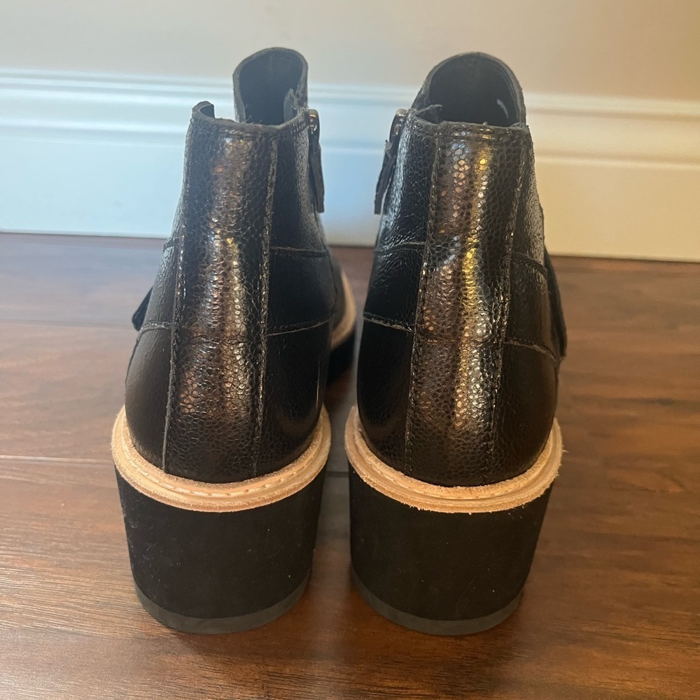NWOT Eileen Fisher Black Tumbled Nubuck Leather Wedge Ankle Boots-Size 9 - Picture 5 of 12